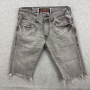 Levis 511 Skinny Jean Shorts Mens 30 Gray Denim Cutoff Raw Hem Frayed Jorts Y2K